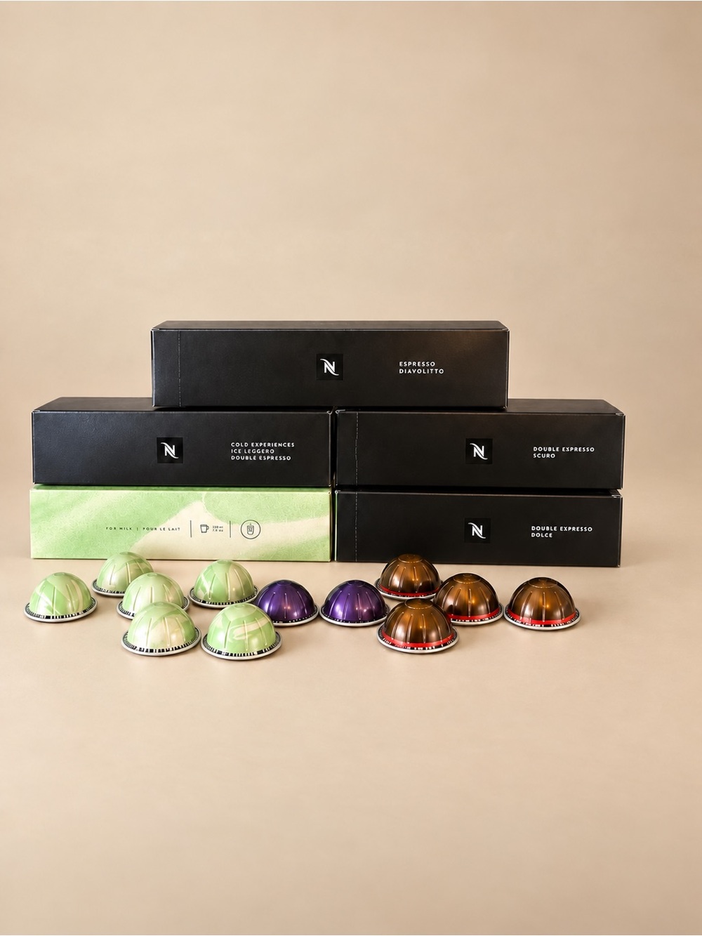 Nespresso Vertuo Assorted Coffee Pod Bundle 5 Sleeves + 13 Loose Capsules